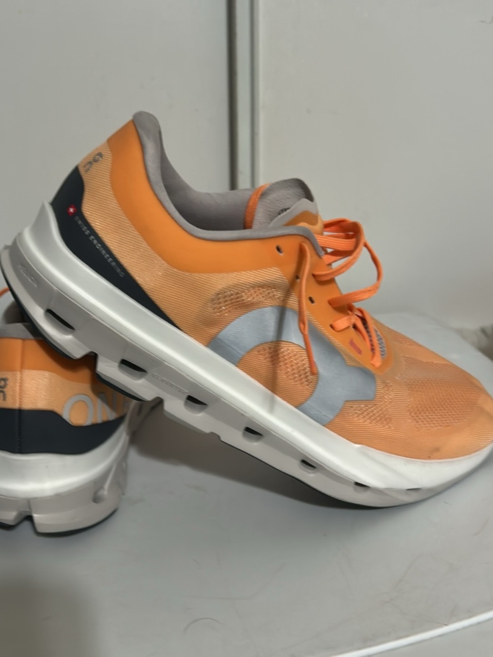 On Running Orange and Gray Men's Athletic Running Shoes